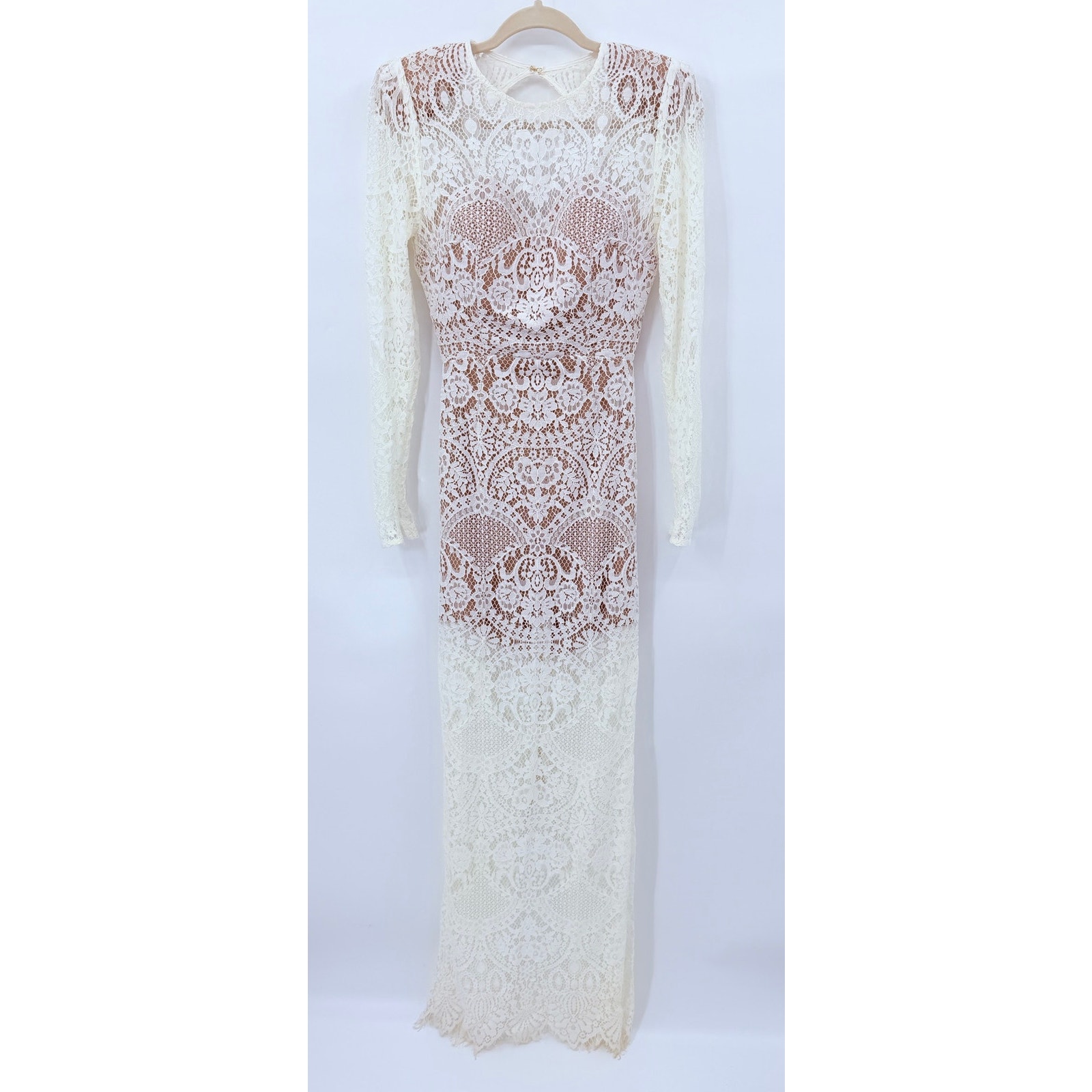 Bronx And Banco Allegra Blanc Lace Open Back Maxi Dress White Medium — image 3 of 8